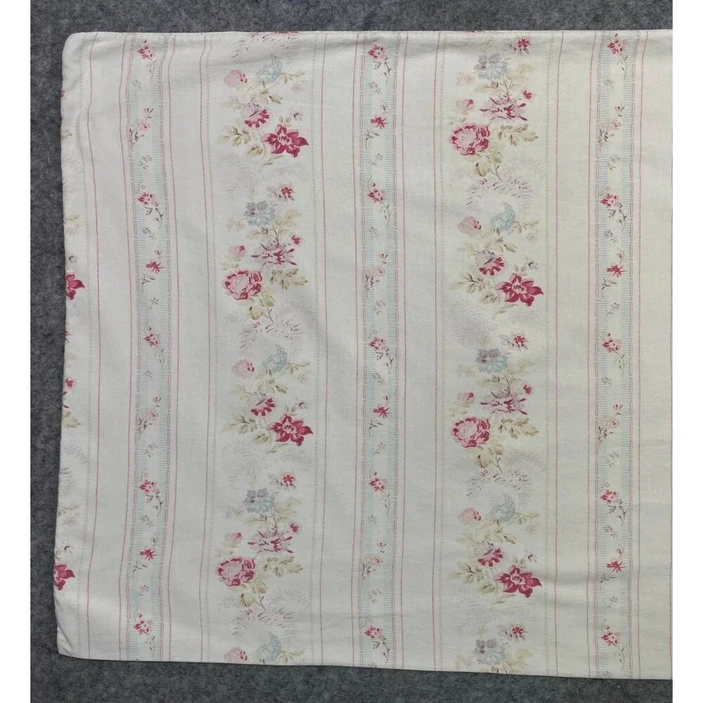 Vintage Ralph Lauren Josie Pillowcase Standard Pink Cottage Rose Floral Stripe